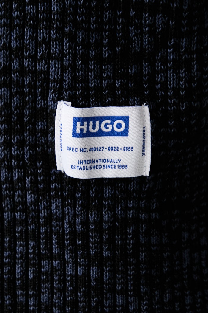 HUGO Blue sweter męski z bawełną Shelvy 50571240 granatowy