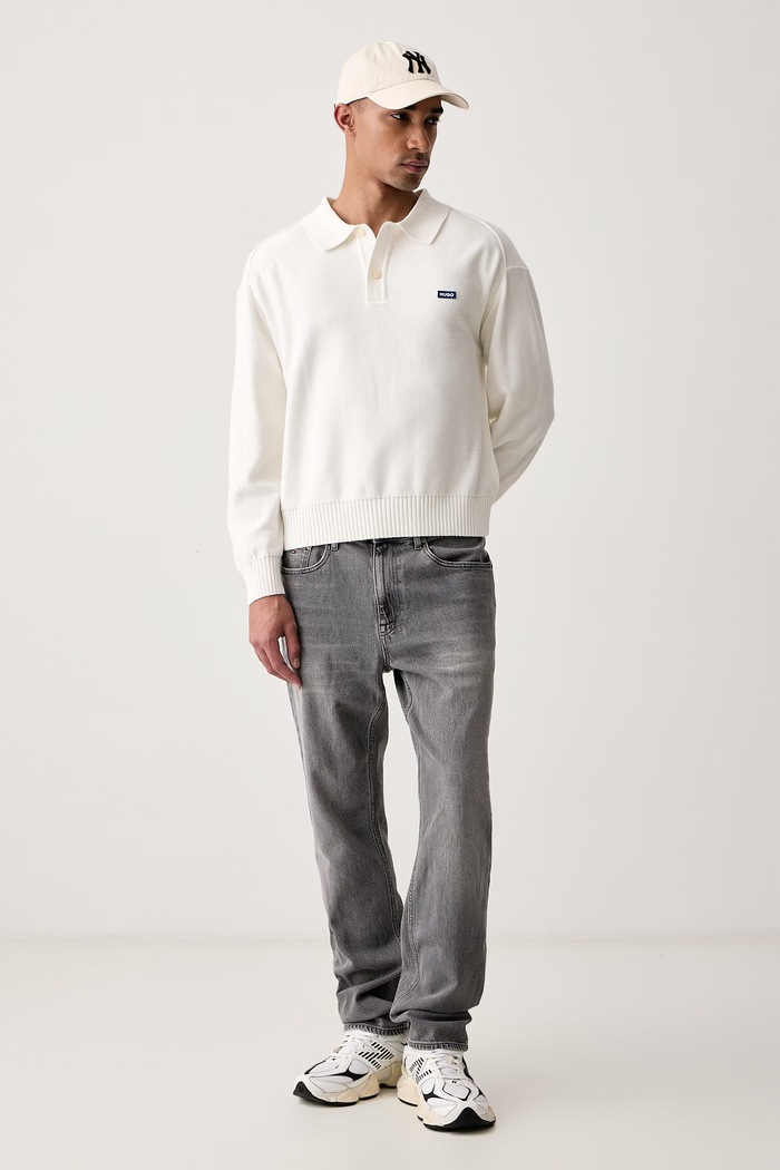 HUGO Blue Sweter męski bawełniany San Patty-C 50570276 beżowy AW26