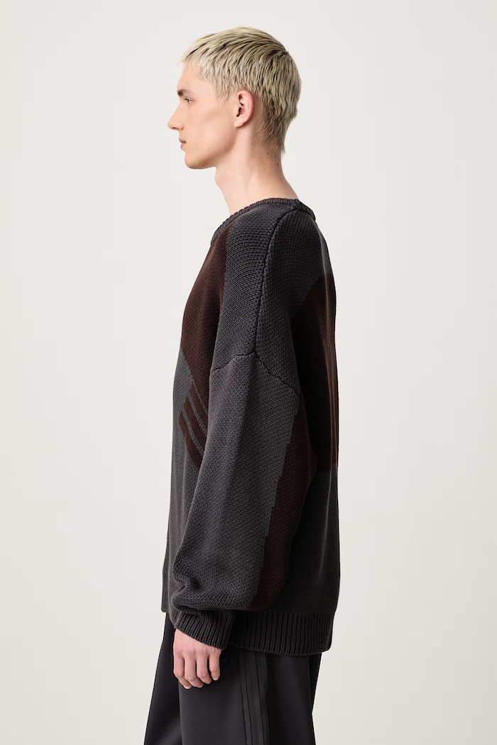 Cutline Chunky Knit sweter bawełniany męski adidas Originals KR9141 brązowy