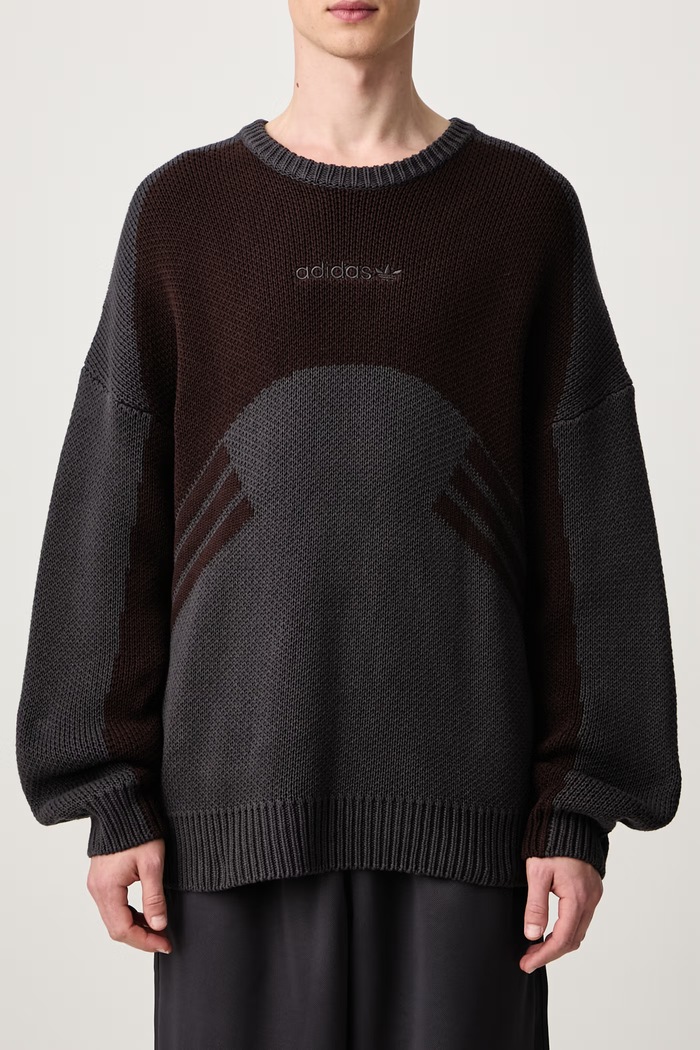 Cutline Chunky Knit sweter bawełniany męski adidas Originals brązowy KR9141