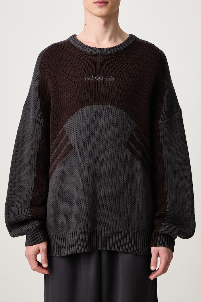 Cutline Chunky Knit sweter bawełniany męski adidas Originals brązowy KR9141