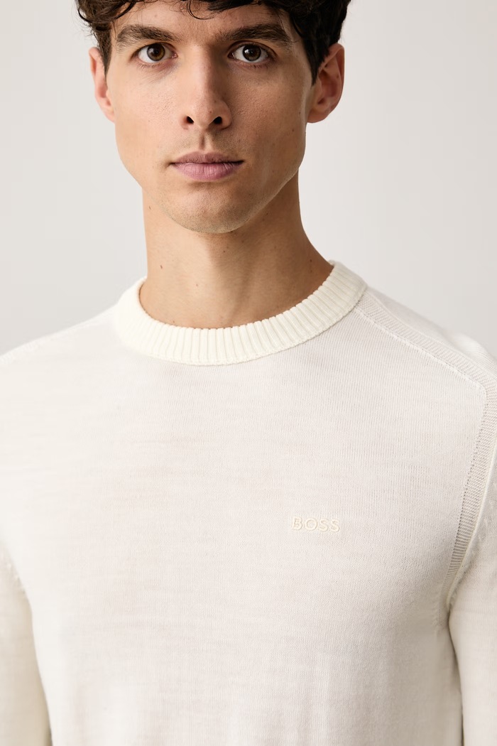 BOSS Orange sweter męski z wełną Avac_C-1 beżowy 50578034