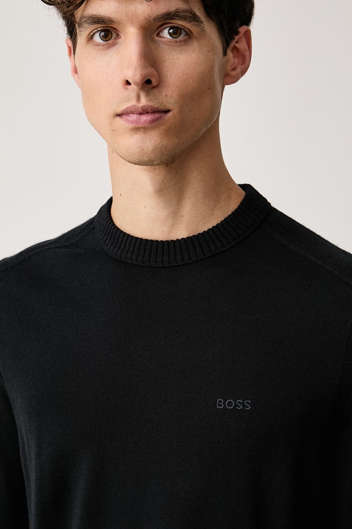 BOSS Orange pulover za muškarce s vunom Avac_C-1 crna 50578034