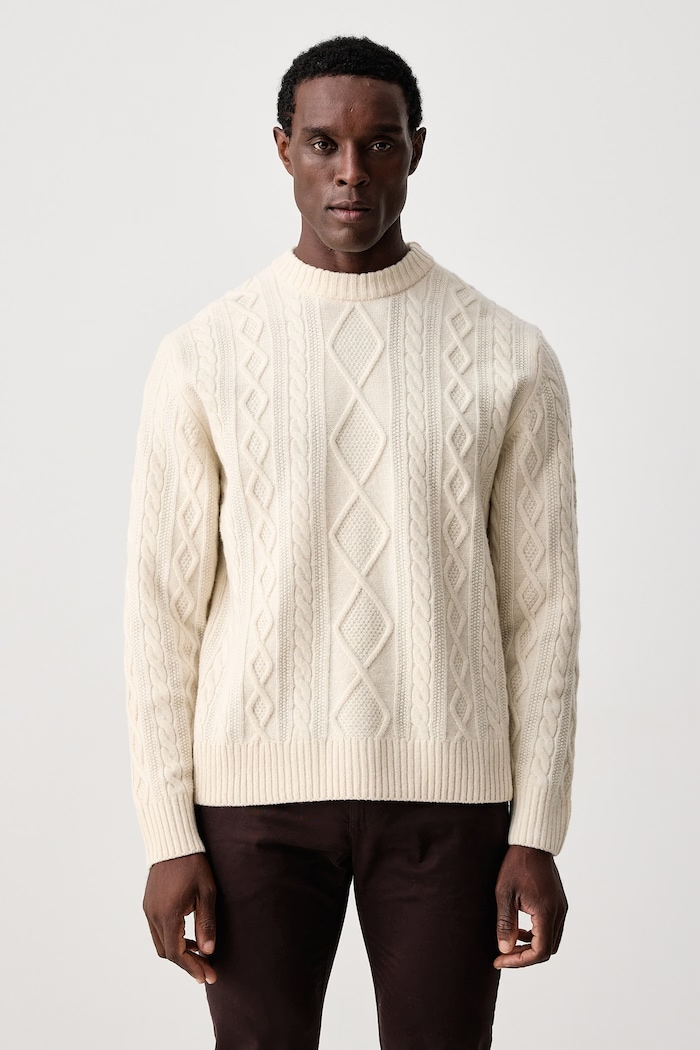 BOSS Orange Sweter męski wełniany Atreccio beżowy 50571421