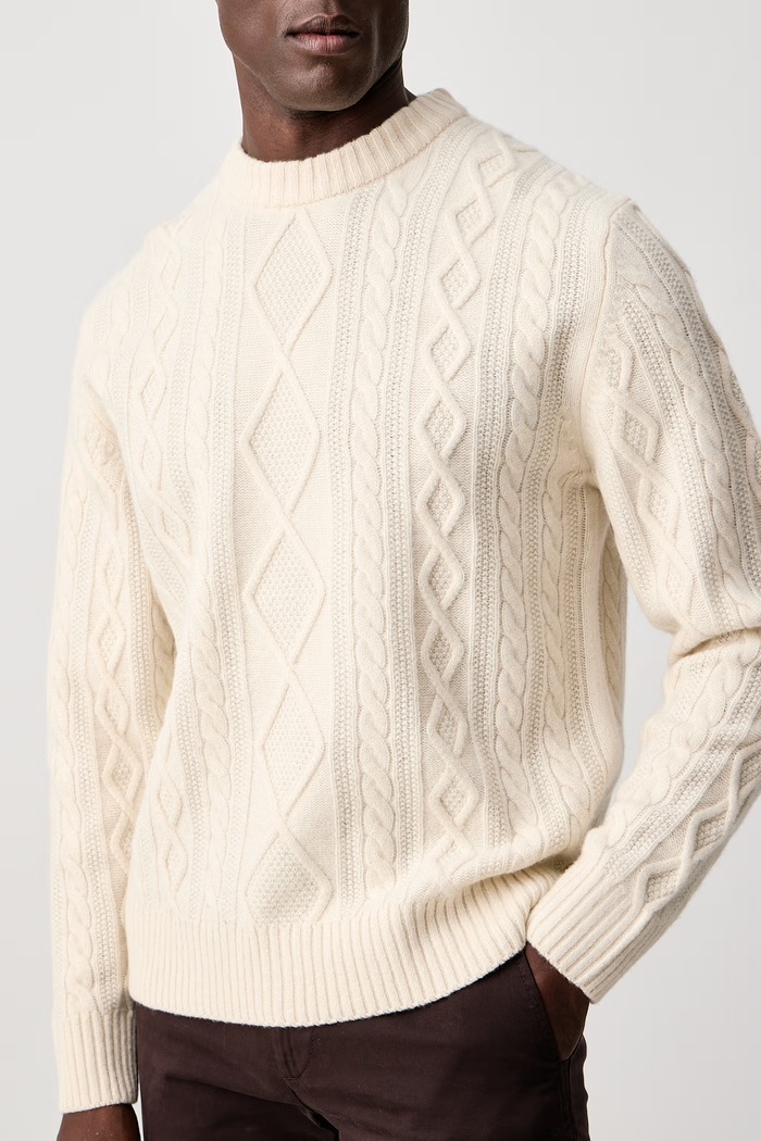 Sweter męski wełniany Atreccio BOSS Orange 50571421 beżowy