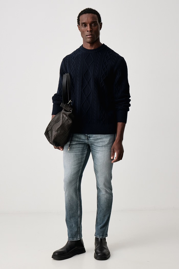 BOSS Orange Pulover pentru bărbați din lână Atreccio 50571421 bleumarin AW26