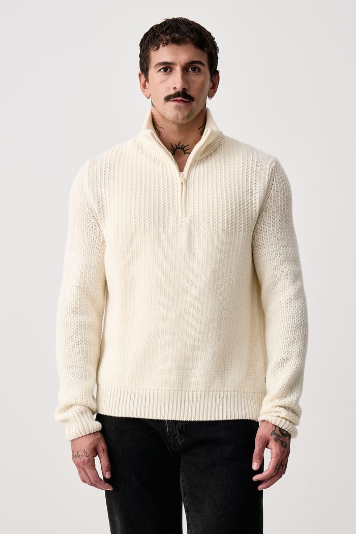 BOSS Orange Sweter męski z wełną Kenter beżowy 50571402