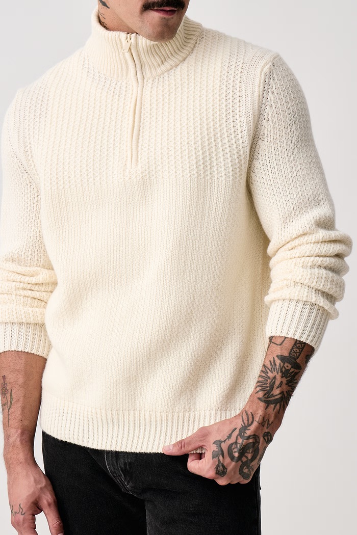 Sweter męski z wełną Kenter BOSS Orange 50571402 beżowy