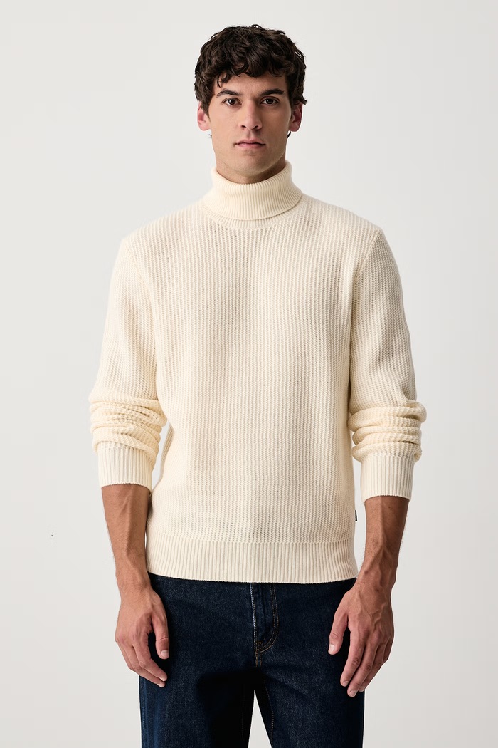 BOSS Sweter męski wełniany H-Fioccolo beżowy 50572171