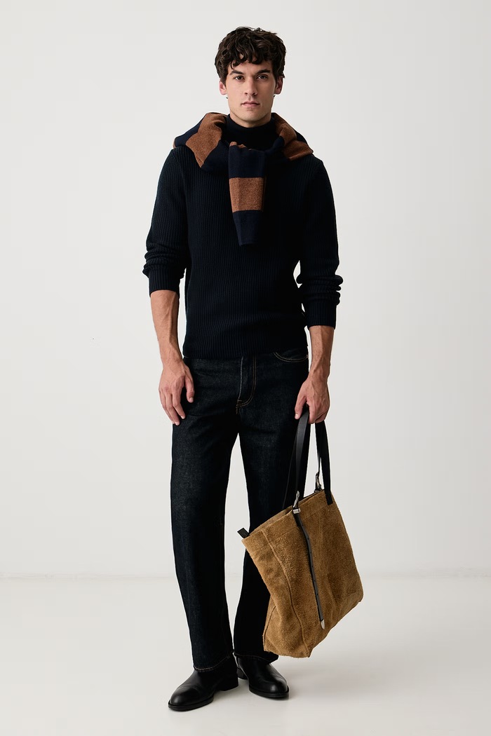 BOSS Sveter pánsky vlnený H-Fioccolo 50572171 tmavomodrá AW26