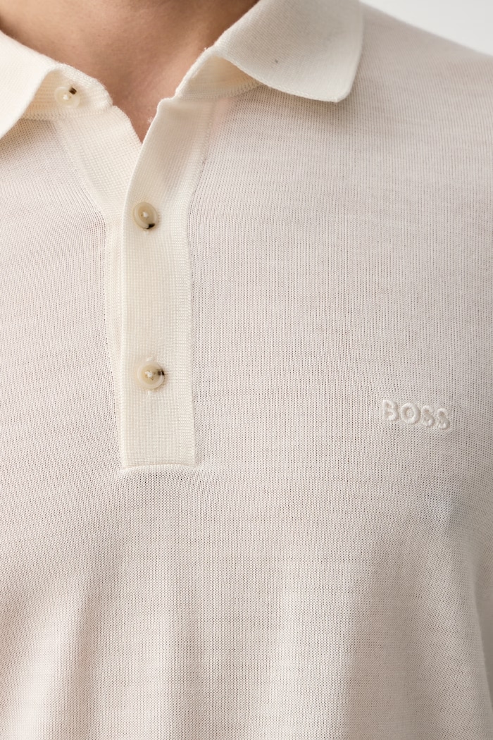Sweter męski wełniany H-Lancione-L BOSS beżowy 50571927