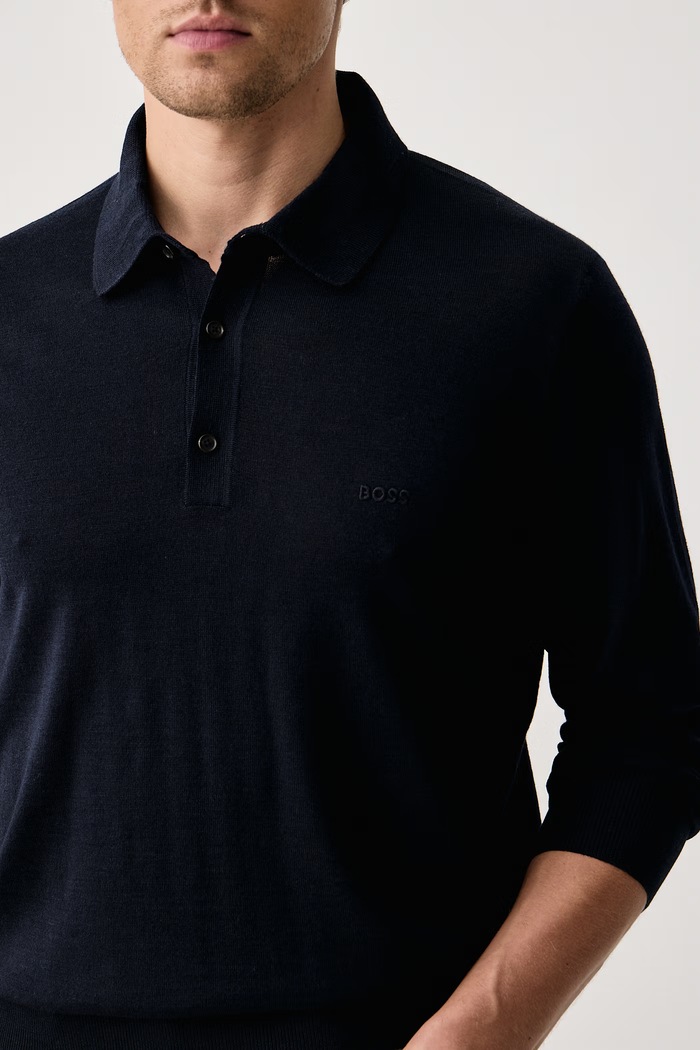 Sweter męski wełniany H-Lancione-L BOSS 50571927 granatowy