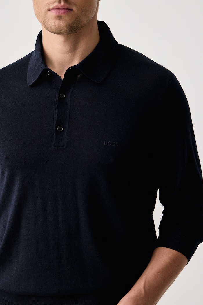 Sweter męski wełniany H-Lancione-L BOSS 50571927 granatowy