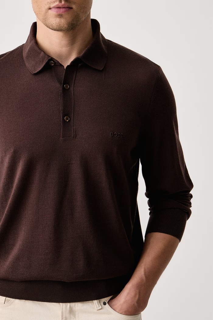 Sweter męski wełniany H-Lancione-L BOSS 50571927 brązowy