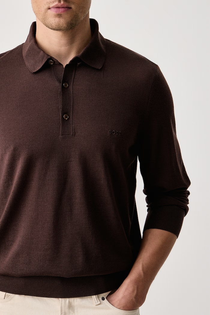Sweter męski wełniany H-Lancione-L BOSS 50571927 brązowy