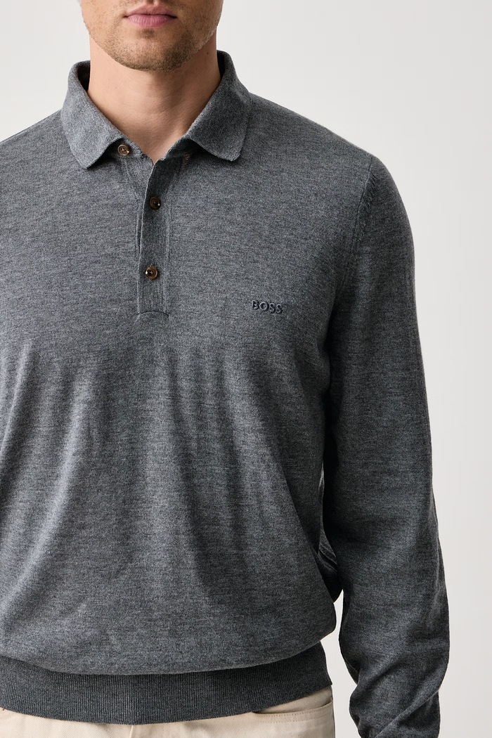 Sweter męski wełniany H-Lancione-L BOSS 50571927 szary