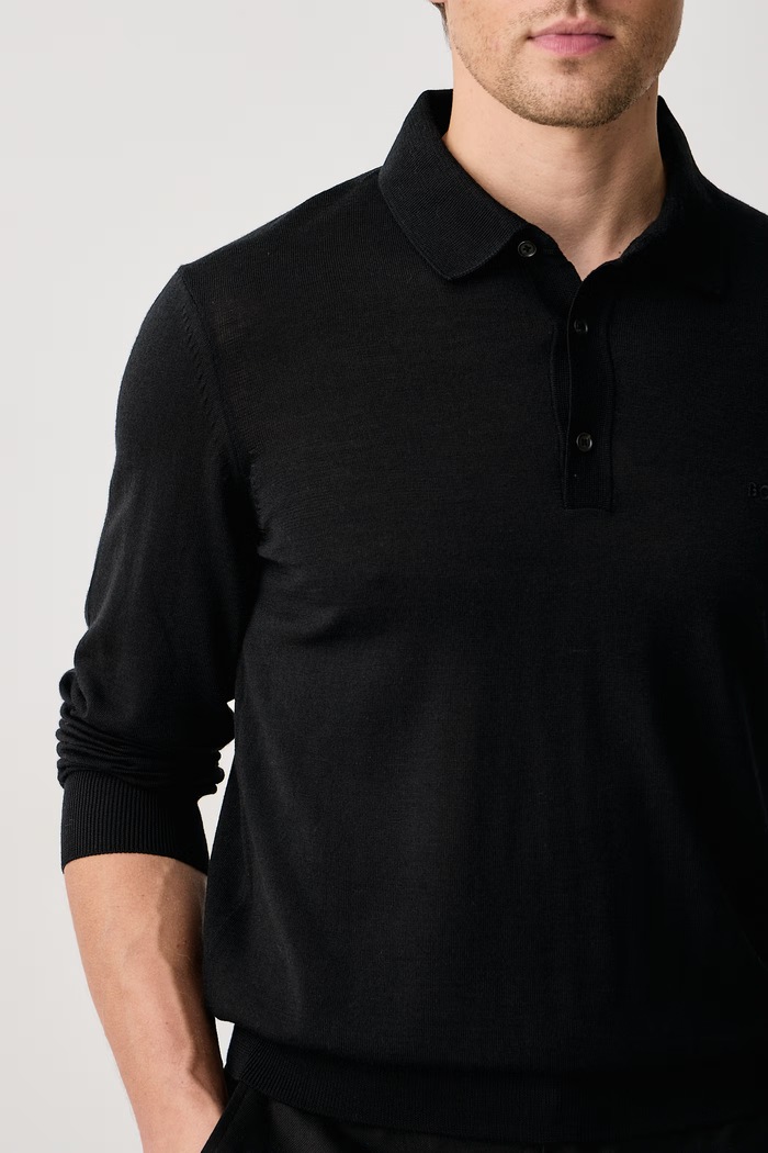 Sweter męski wełniany H-Lancione-L BOSS 50571927 czarny