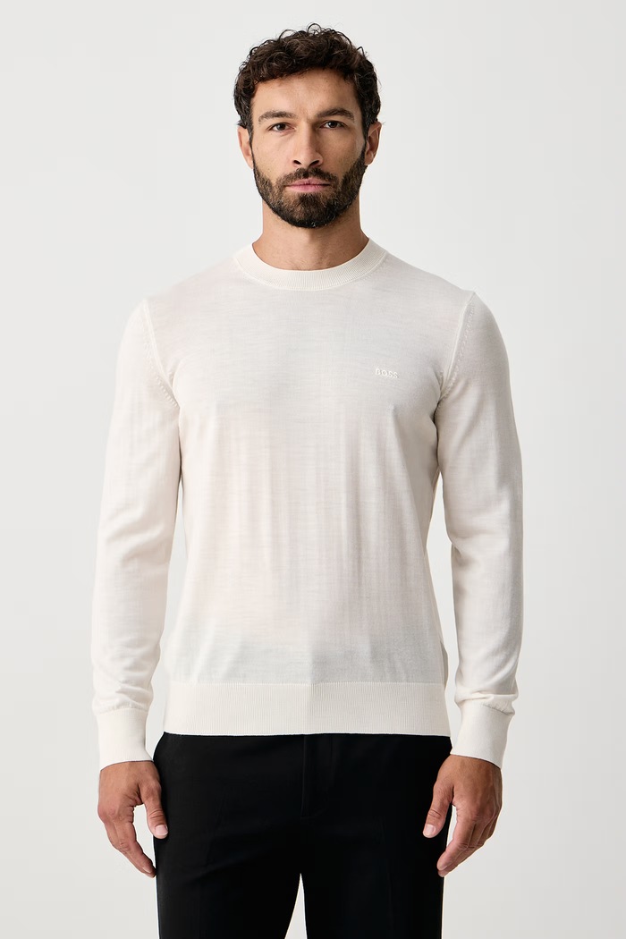 BOSS Sweter męski wełniany H-Leno-L beżowy 50571914