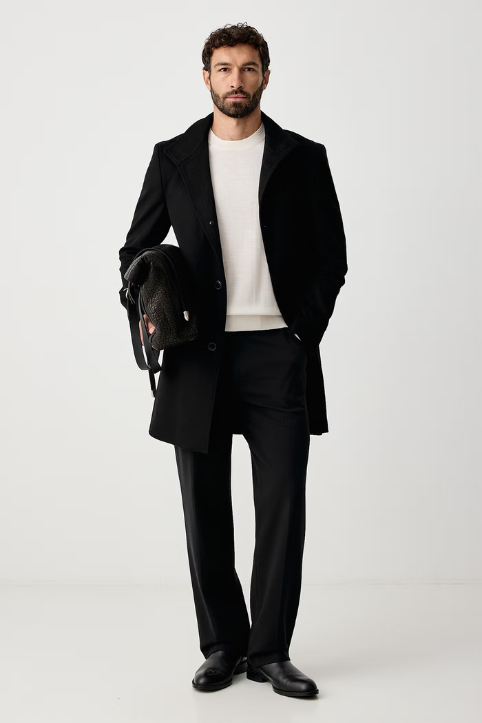 BOSS Sweter męski wełniany H-Leno-L 50571914 beżowy AW26