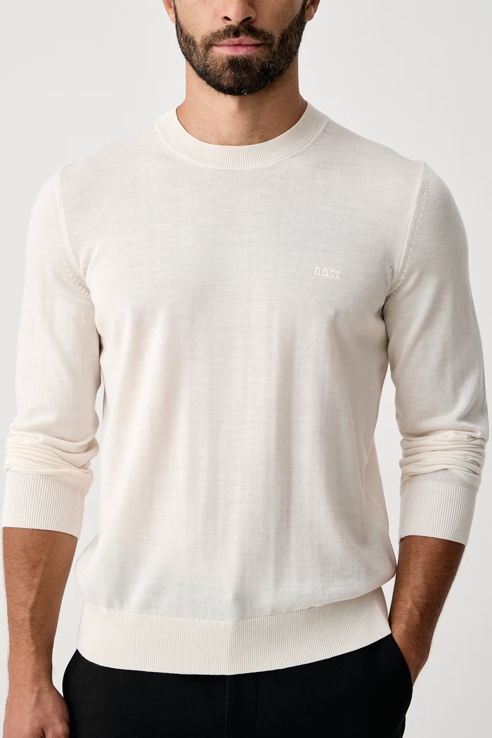 Sweter męski wełniany H-Leno-L BOSS 50571914 beżowy