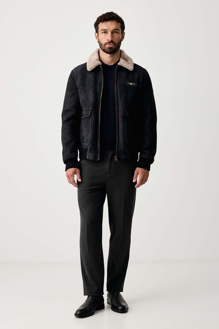 BOSS Пуловер мъжки от вълна H-Leno-L 50571914 тъмносин AW26