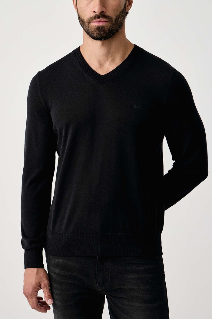 Pulover za muškarce od vune H-Melba-L BOSS 50571907 crna