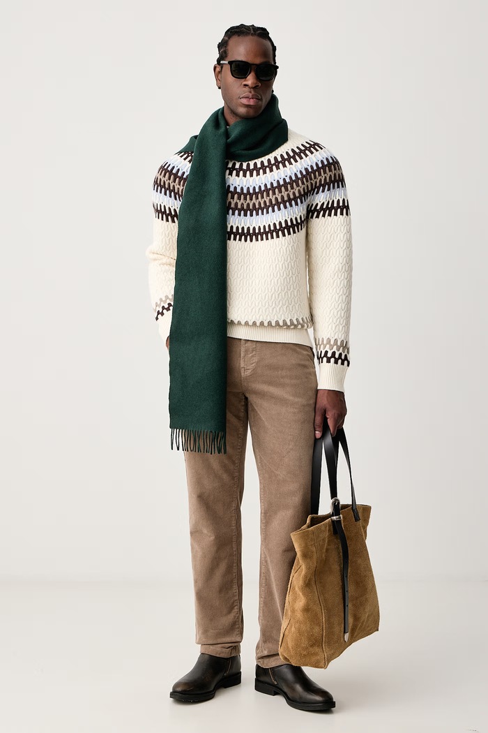 BOSS Sweter męski wełniany C-Fiotto 50570654 beżowy AW26
