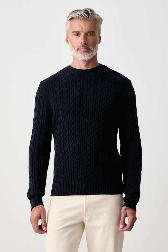 BOSS Sweter męski wełniany H-Furlan granatowy 50570645