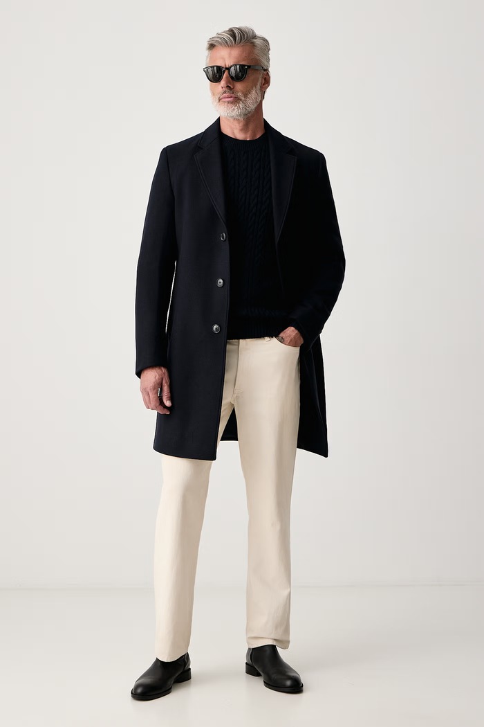 BOSS Sweter męski wełniany H-Furlan 50570645 granatowy AW26