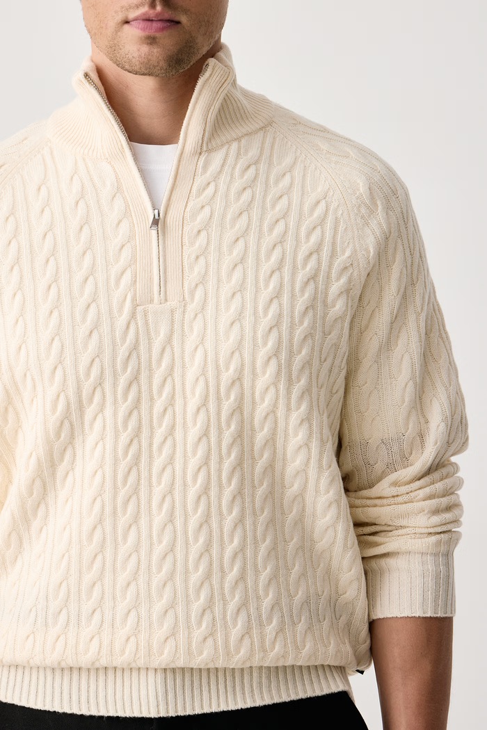Sweter męski z wełną H-Furore BOSS 50570640 beżowy