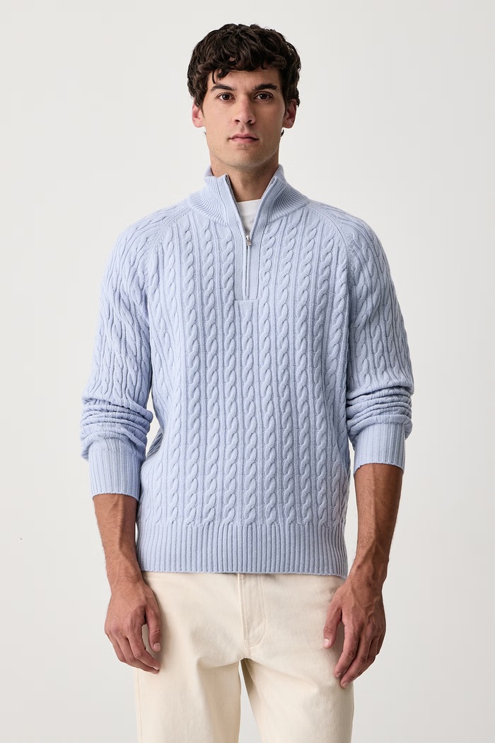 BOSS Sweter męski z wełną H-Furore niebieski 50570640