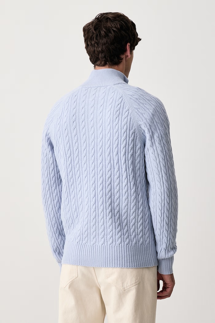 Odzież BOSS Sweter męski z wełną H-Furore 50570640 niebieski