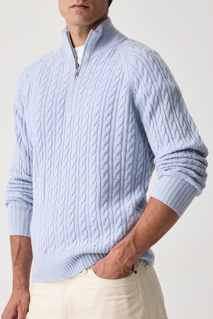 Sweter męski z wełną H-Furore BOSS 50570640 niebieski