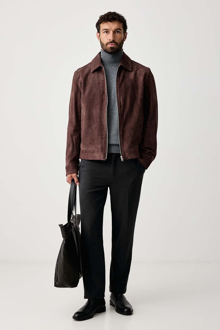 BOSS Поло мъжко от вълна H-Musso 50565517 сив AW26
