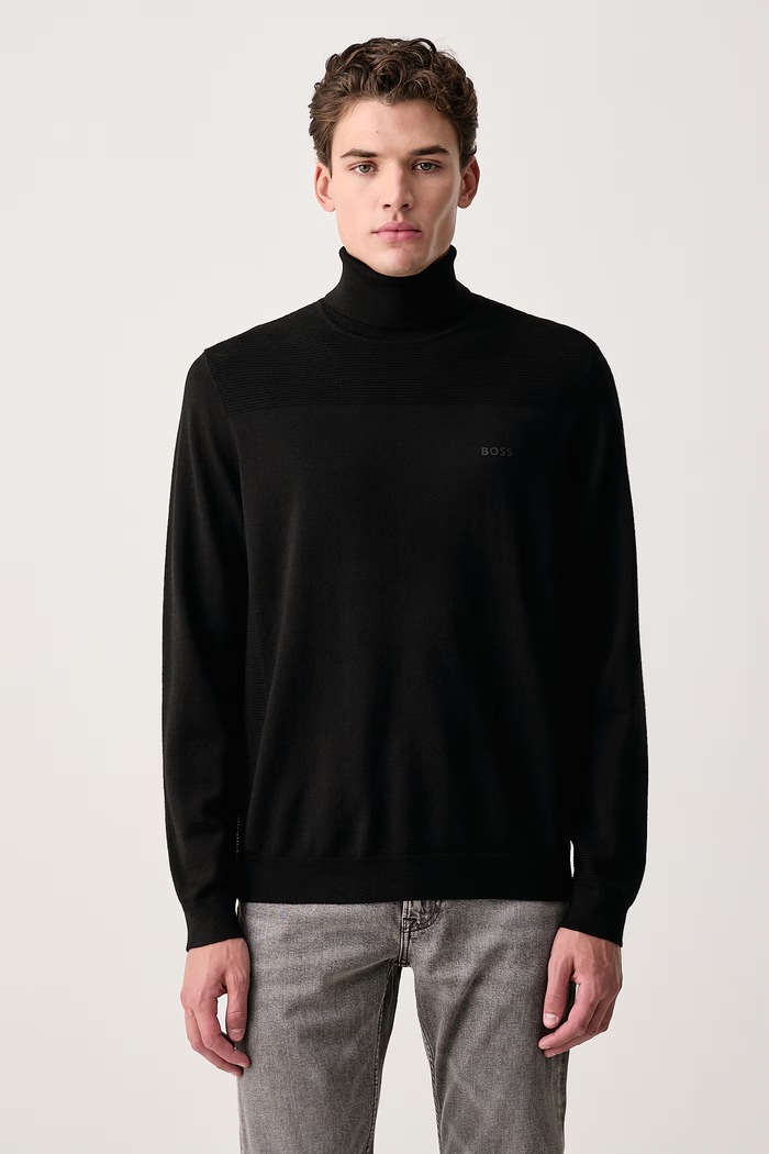 BOSS Green Maglione da uomo con misto lana KN_Momentum-X TN nero 50568950