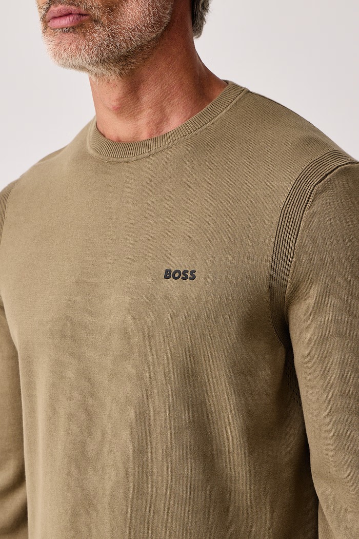 Sweter męski bawełniany KN_Ever-X CN BOSS Green 50556145 beżowy