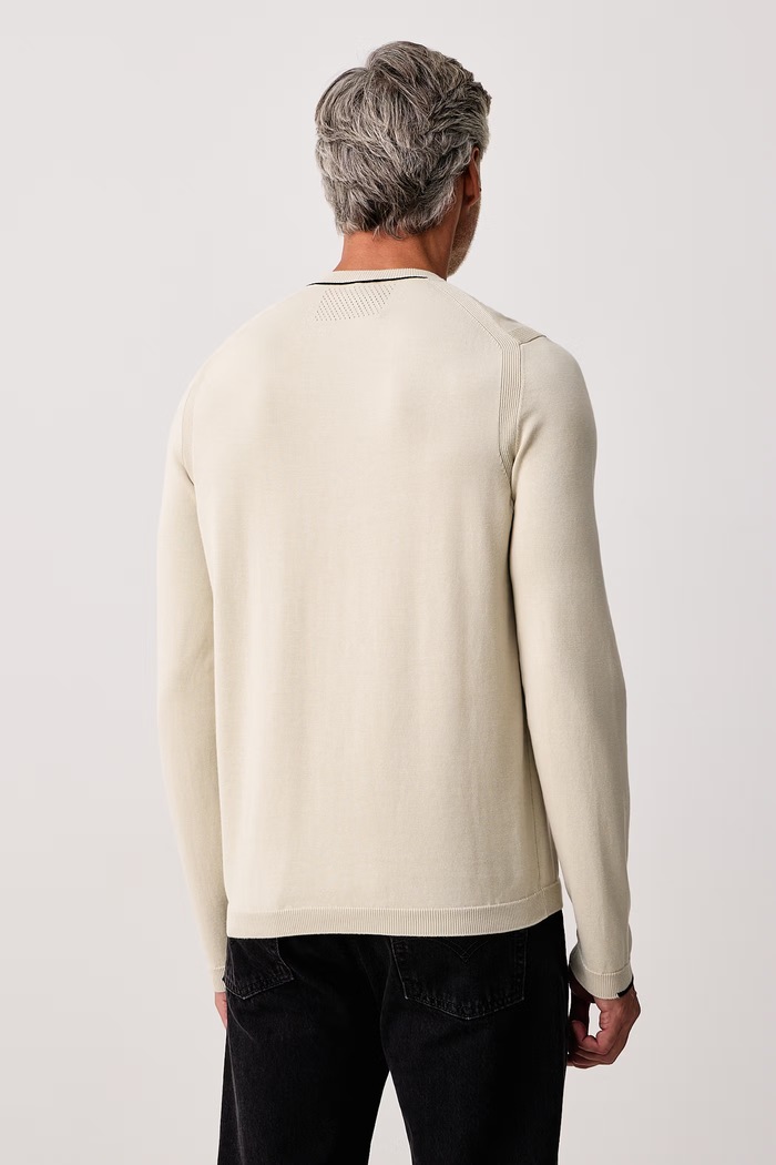 Odzież BOSS Green Sweter męski bawełniany KN_Ever-X CN 50556145 beżowy