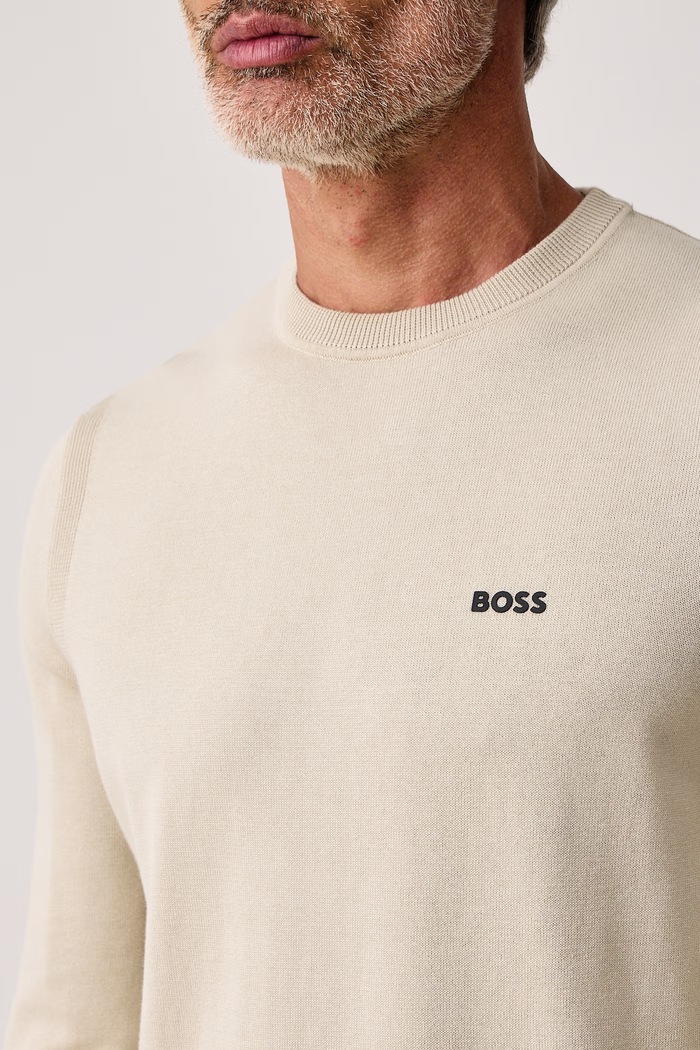 Sweter męski bawełniany KN_Ever-X CN BOSS Green 50556145 beżowy
