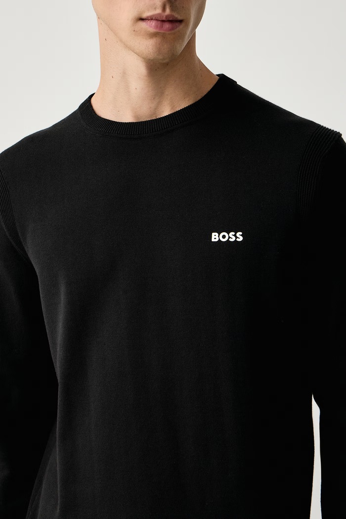 Πουλόβερ ανδρικό βαμβακερό KN_Ever-X CN BOSS Green 50556145 μαύρο