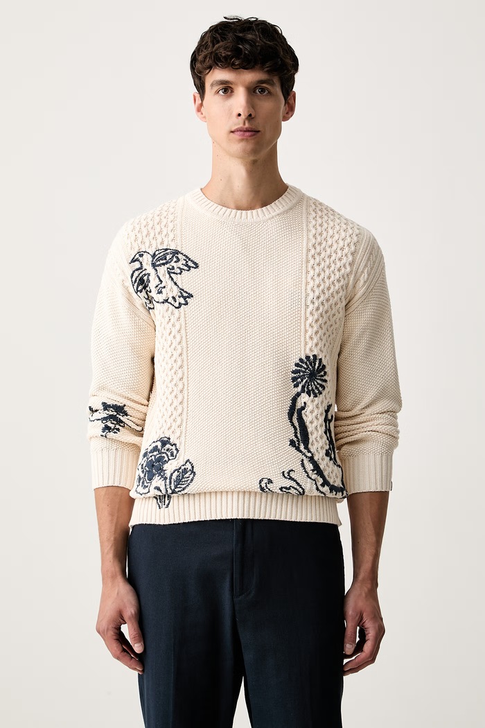 Scotch & Soda sweter męski bawełniany beżowy 183605
