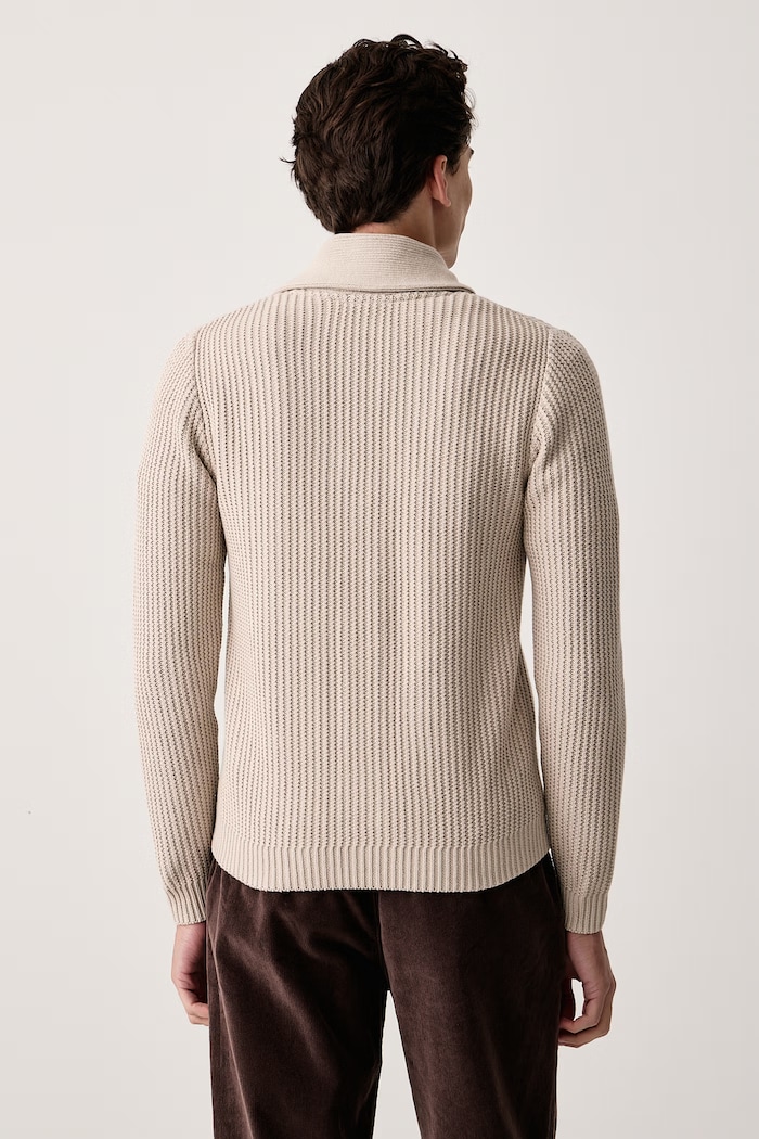 Odzież U.S. Polo Assn. Kardigan męski bawełniany SHAWL COLLAR KNIT MUP5427 beżowy