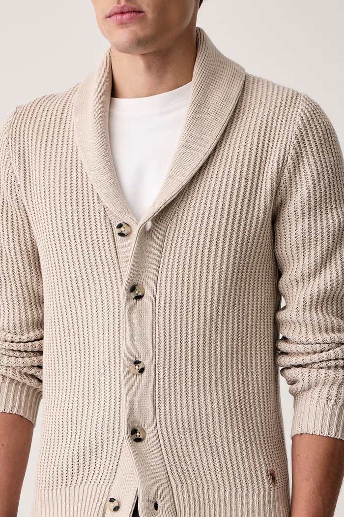 Kardigan męski bawełniany SHAWL COLLAR KNIT U.S. Polo Assn. MUP5427 beżowy
