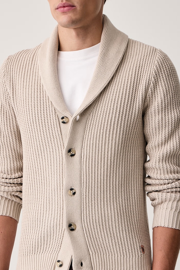 Kardigan męski bawełniany SHAWL COLLAR KNIT U.S. Polo Assn. MUP5427 beżowy