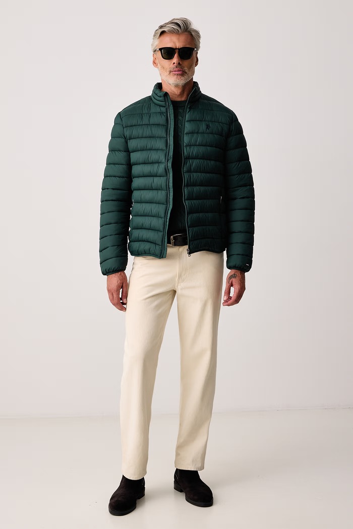 U.S. Polo Assn. Pulover za muškarce od pamuka CLASSIC COTTON CABLE KNIT CREW MUP5410 zelena AW26