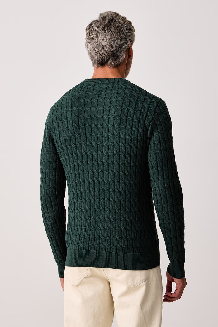 Odjeća U.S. Polo Assn. Pulover za muškarce od pamuka CLASSIC COTTON CABLE KNIT CREW MUP5410 zelena