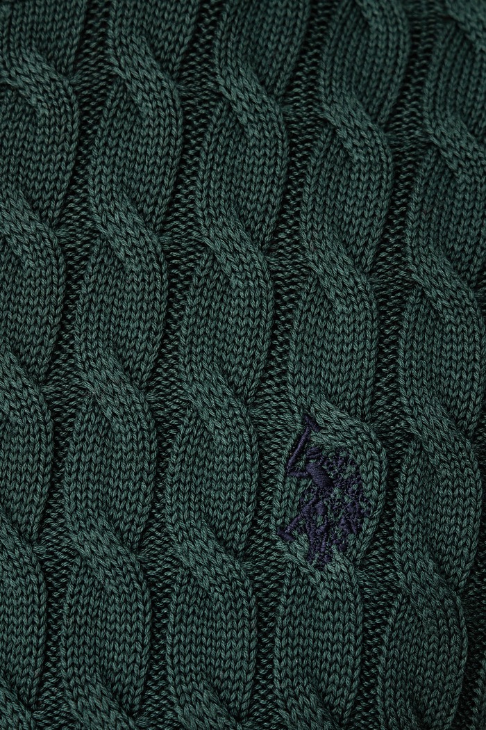 Pulover za muškarce od pamuka CLASSIC COTTON CABLE KNIT CREW U.S. Polo Assn. zelena MUP5410