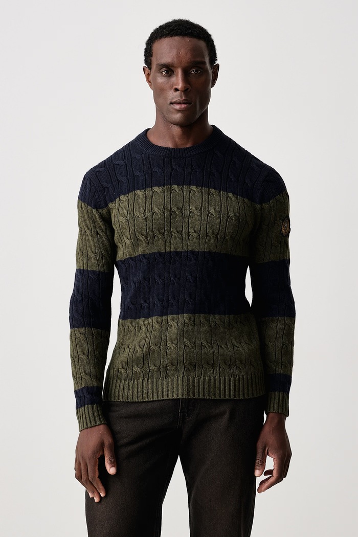 Hackett London Sweter męski bawełniany granatowy HM7000291