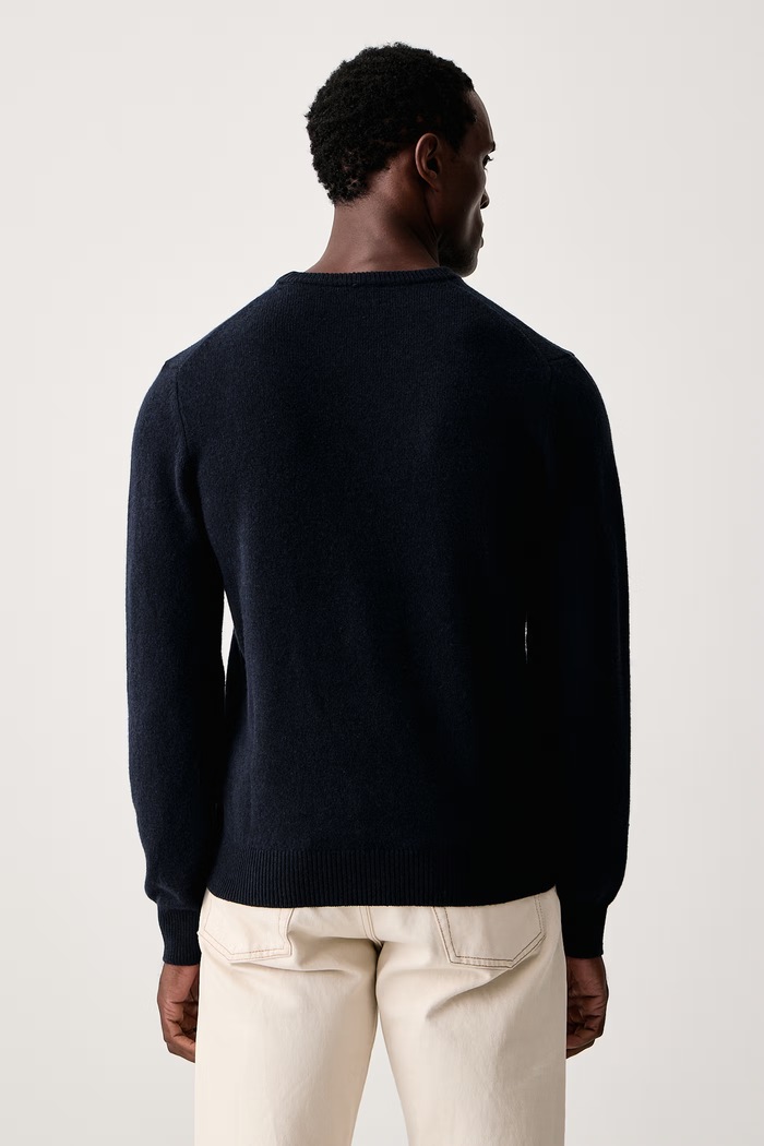 Odzież Hackett London Sweter męski wełniany HM7000287 granatowy