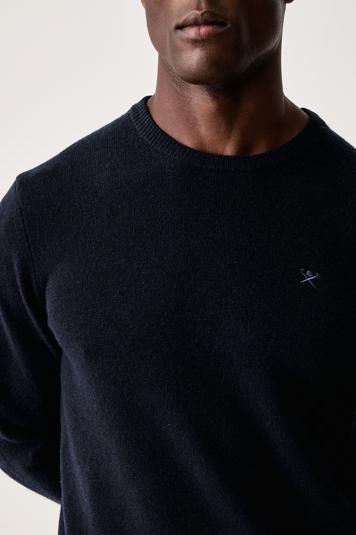 Sweter męski wełniany Hackett London HM7000287 granatowy