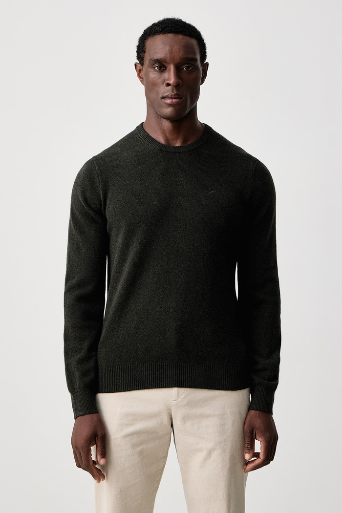 Hackett London Sweter męski wełniany zielony HM7000287